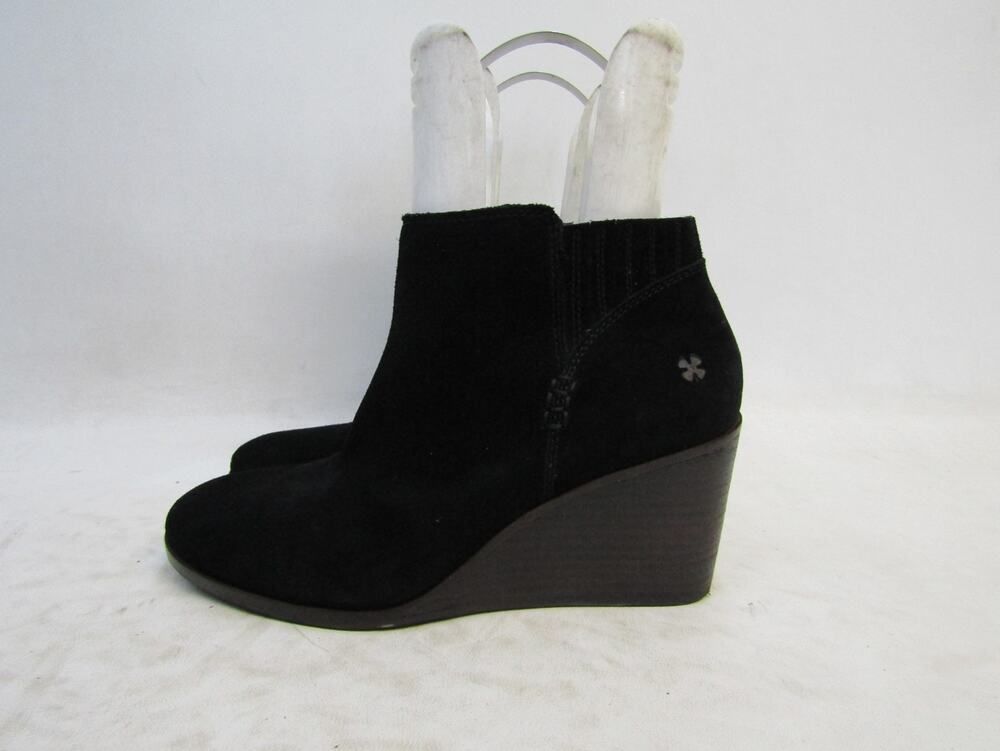 Lucky Brand Womens Size 8 M Black Suede Wedge Ankle Fashion Boots Bootie